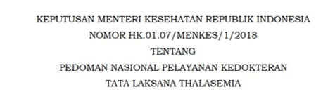 [Download] Pedoman Nasional Pelayanan Kedokteran Tata Laksana Thalassemia (KMK)