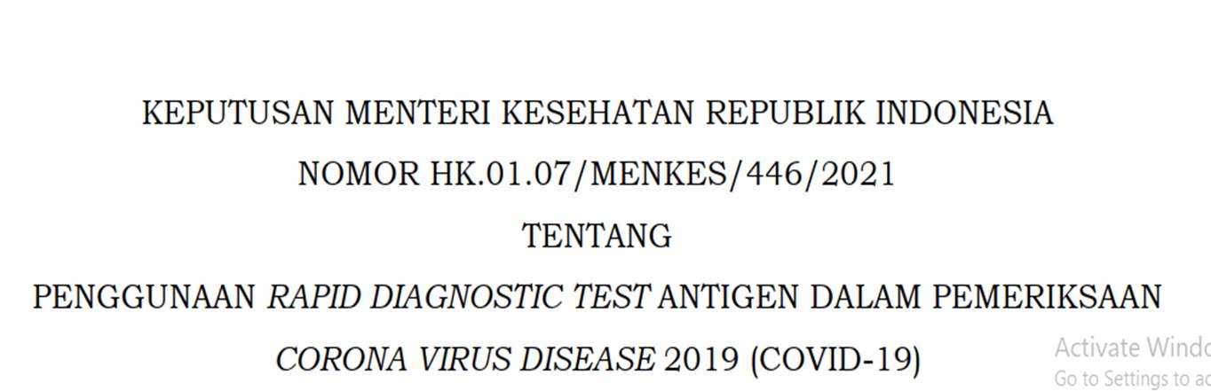 KMK no. HK.01.07/MENKES/446/2021 Tentang Rapid Antigen COVID-19